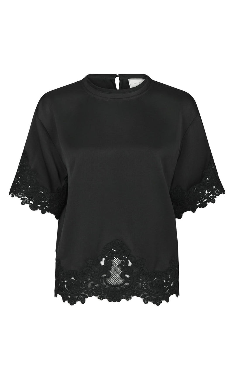 Neo Noir Topp - Elle Heavy Sateen Lace - Black