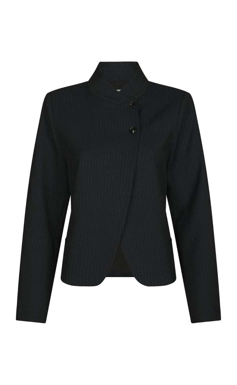 Neo Noir Blazer - Tiria Slim Pinstripe - Dark Navy