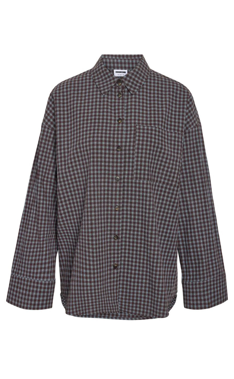 Noisy May Skjorte - Hailey Zoe -Chocolate Brown / Blue Checks