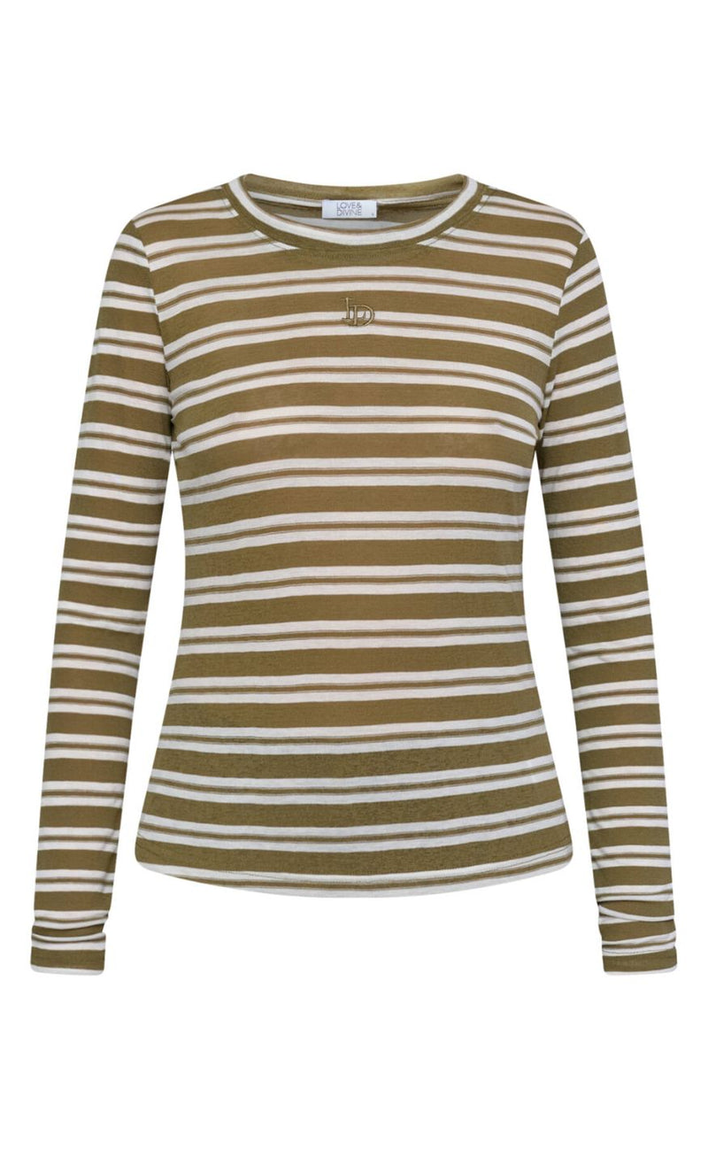 Love & Divine T-shirt - Love1625 - Olive Stripes