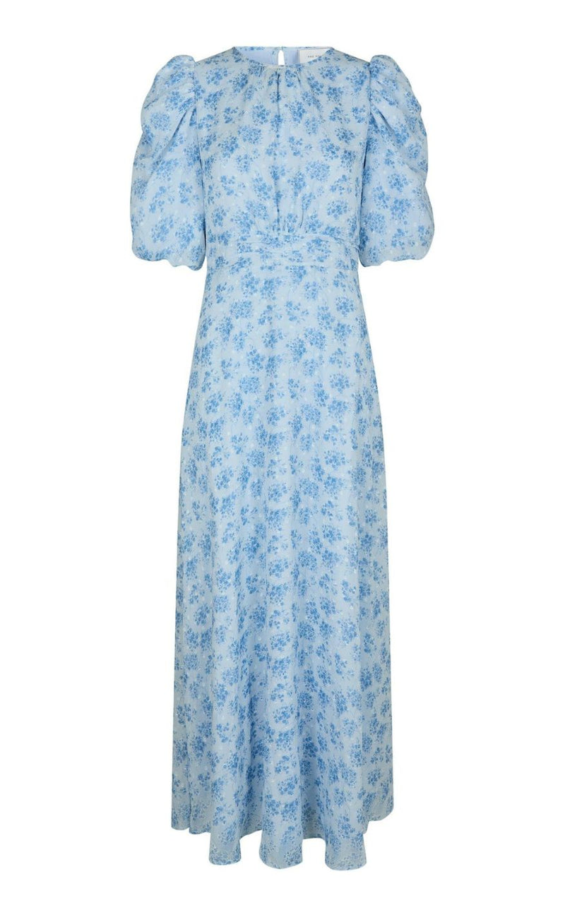 Neo Noir Kjole - Kikka Chiffon Flower - Light Blue