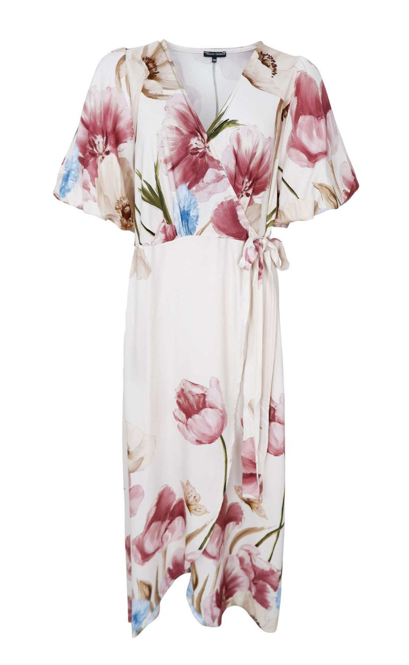 Black Colour Kjole - Bell Wrap - Creme