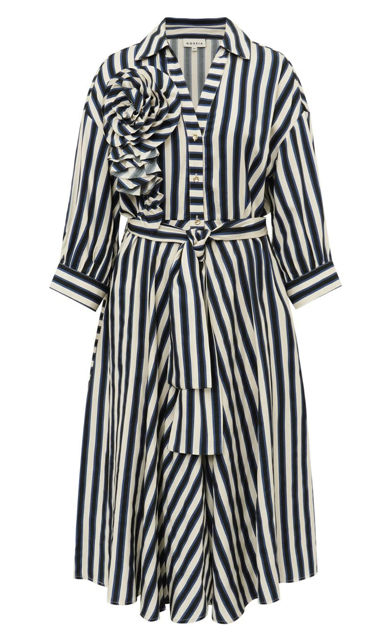 Gossia Kjole - Piper - Navy Creme Stripes