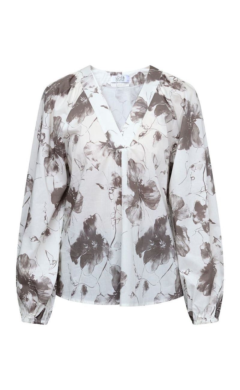 Love & Divine Bluse - Love1528 - Brown Flower