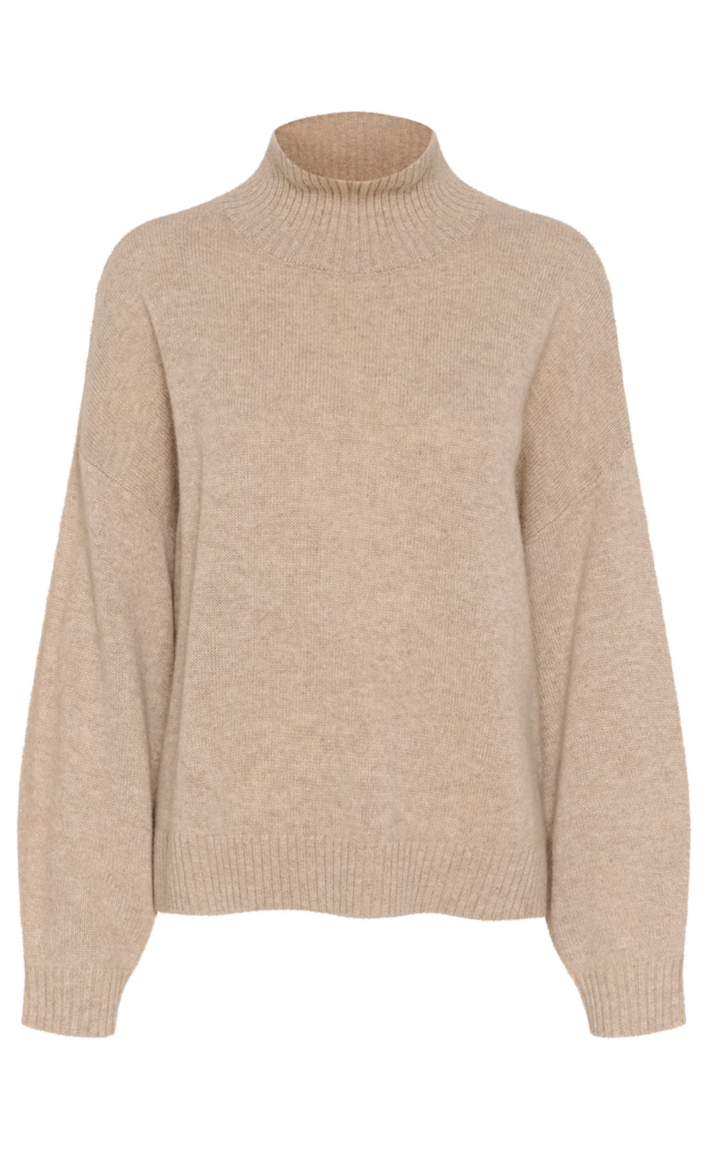 Gestuz Pullover - Casia High Neck - Light Weight Beige Melange