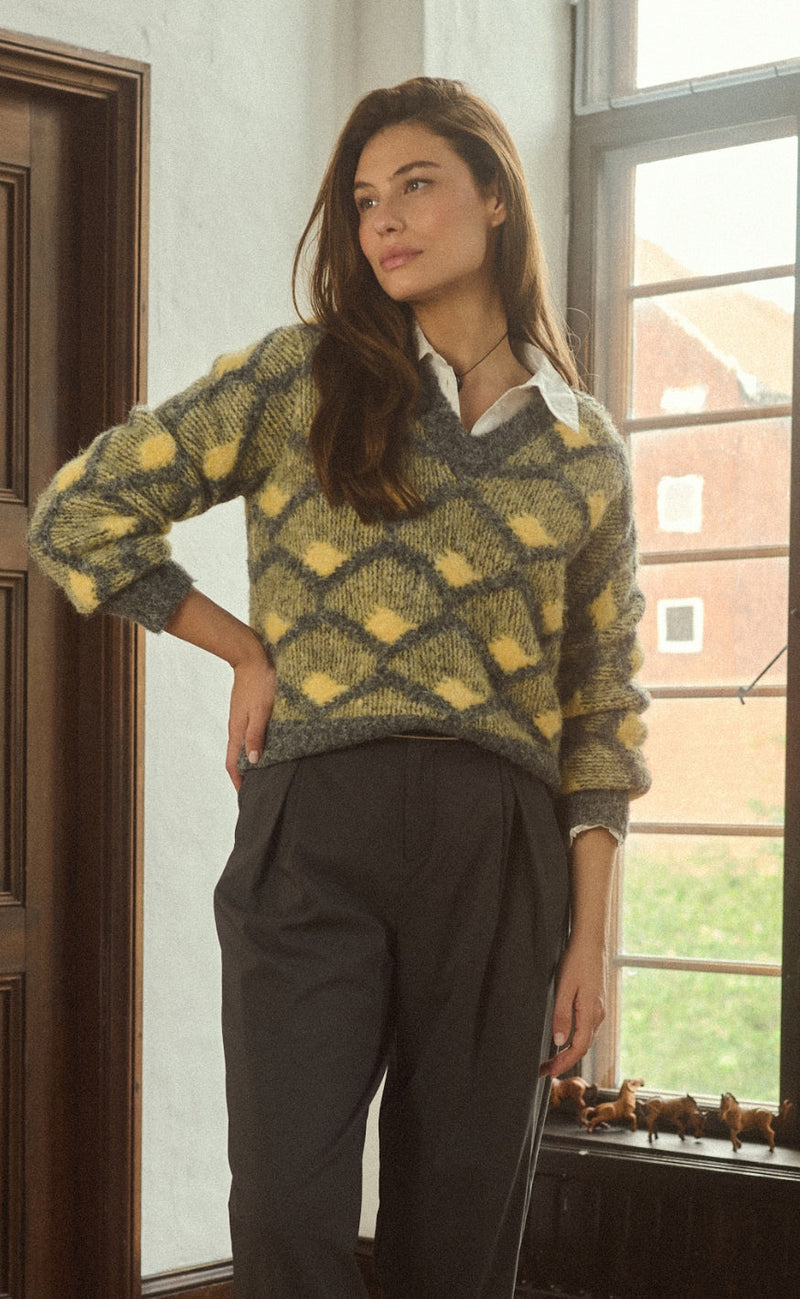 Culture Pullover - Gilan - Grey/Yellow