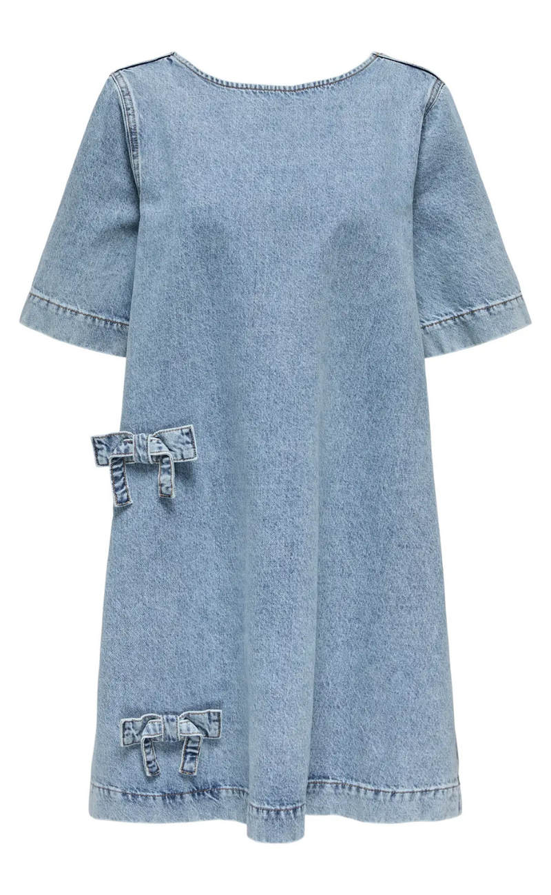 ONLY Kjole - Gigi Bow - Light Blue Denim