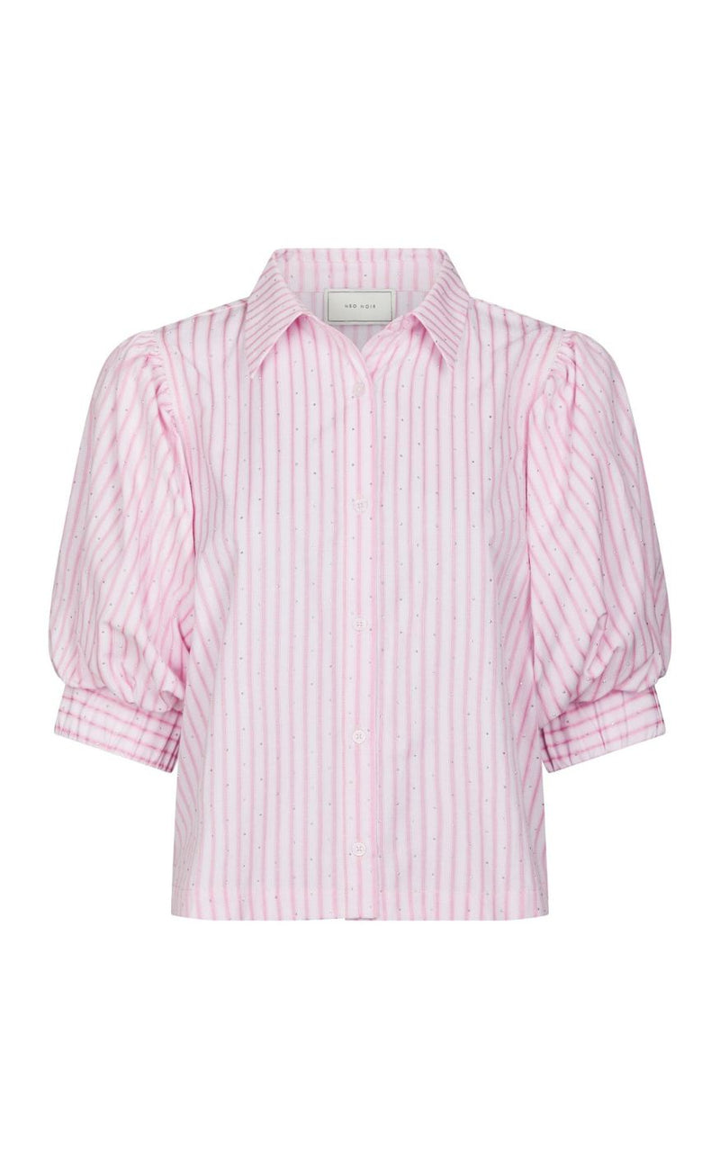 Neo Noir Skjorte - Etta Soft Stripe Stone - Light Pink