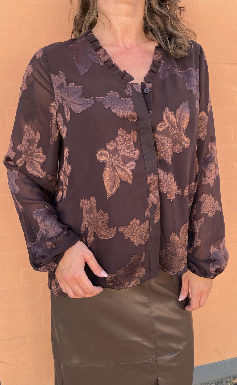 Say INA Copenhagen Bluse - Luna - Brown Flowers