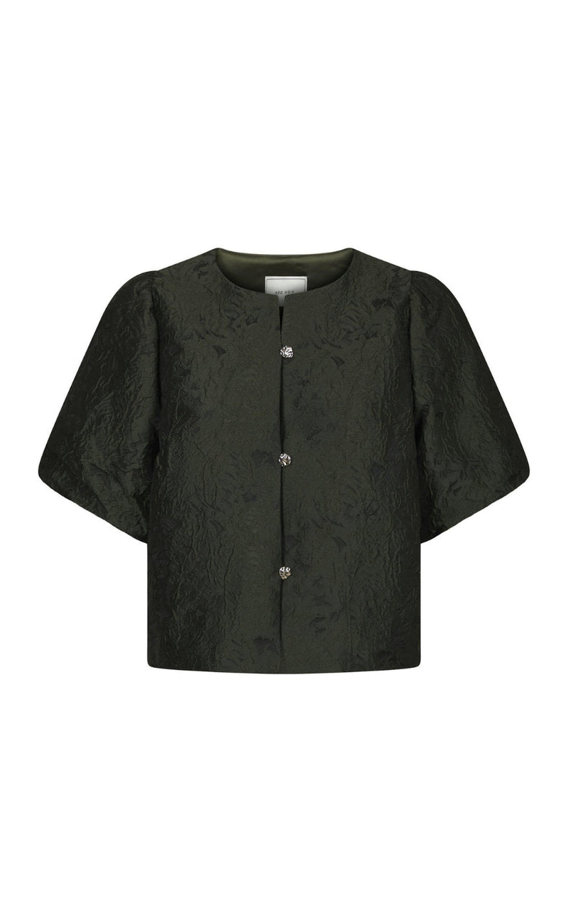 Neo Noir Bluse - Aisa Brocade - Dark Green