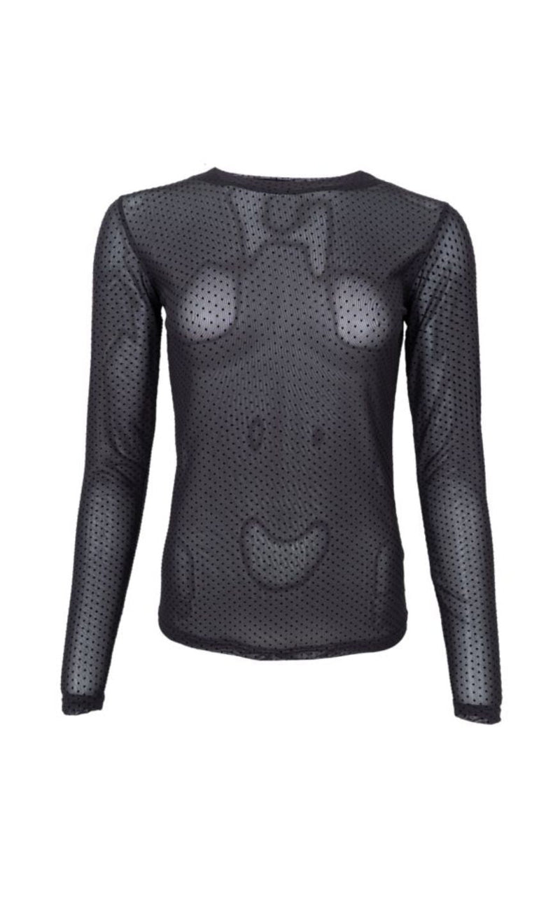 Black Colour Bluse - Jessie - Black Dotted
