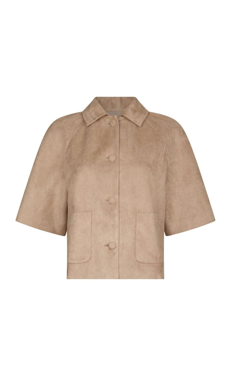 Neo Noir Jakke - Editta Faux Suede - Sand