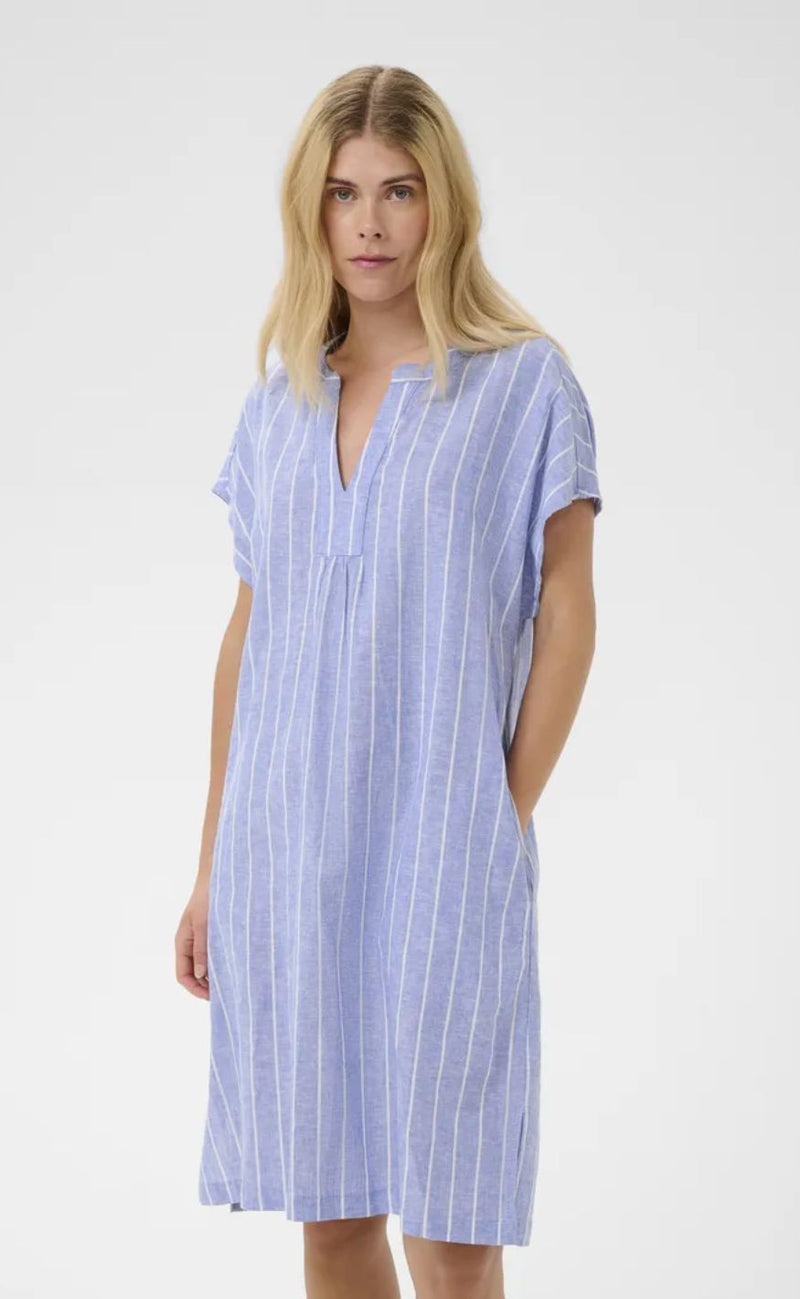 Culture Kjole - Arletty - Powder Blue/Gardenia Stripe