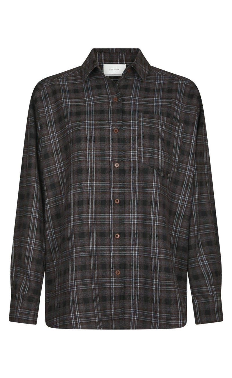 Neo Noir Skjorte - Dalma Flannel Check - Warm Grey