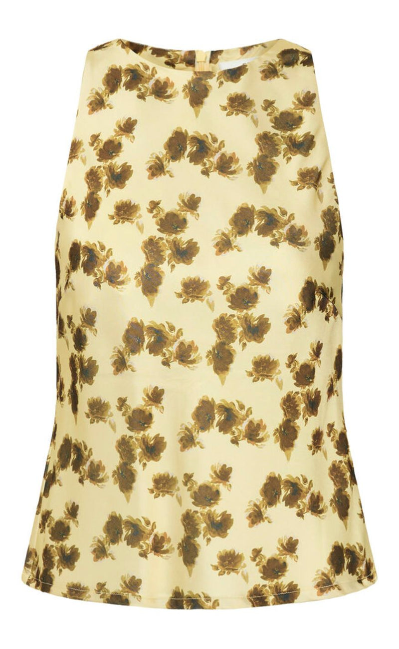 Gestuz Bluse - Chery P - Lemon Yellow Olive Flower
