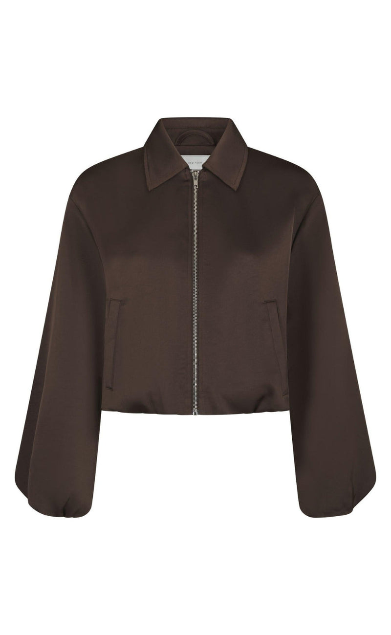 Neo Noir Jakke - Denielle Heavy Sateen - Dark Brown