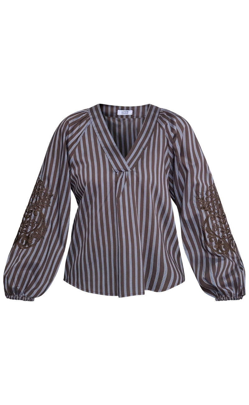 Love & Divine Bluse - Love1529-2 - Brown Stripe