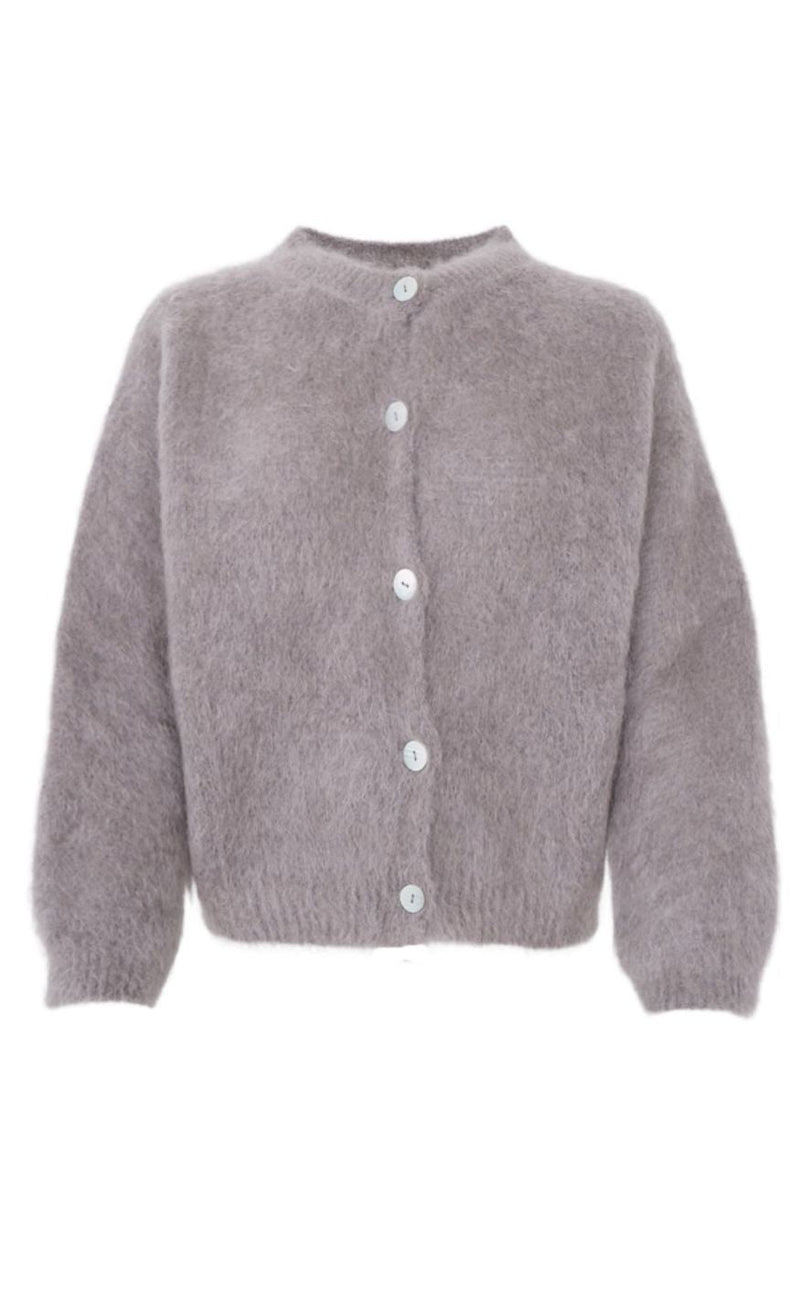 Black Colour Cardigan - Bjoerk Patent Knit - Taupe