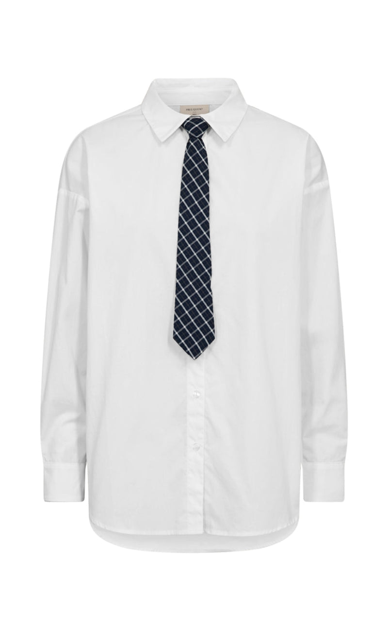 Freequent Skjorte - Fiva - Star Off-white w. Navy Blazer