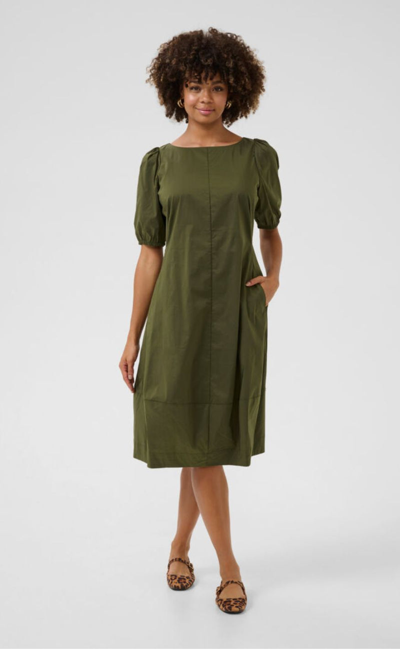 Culture Kjole - antoinett SS O-neck - Burnt Olive