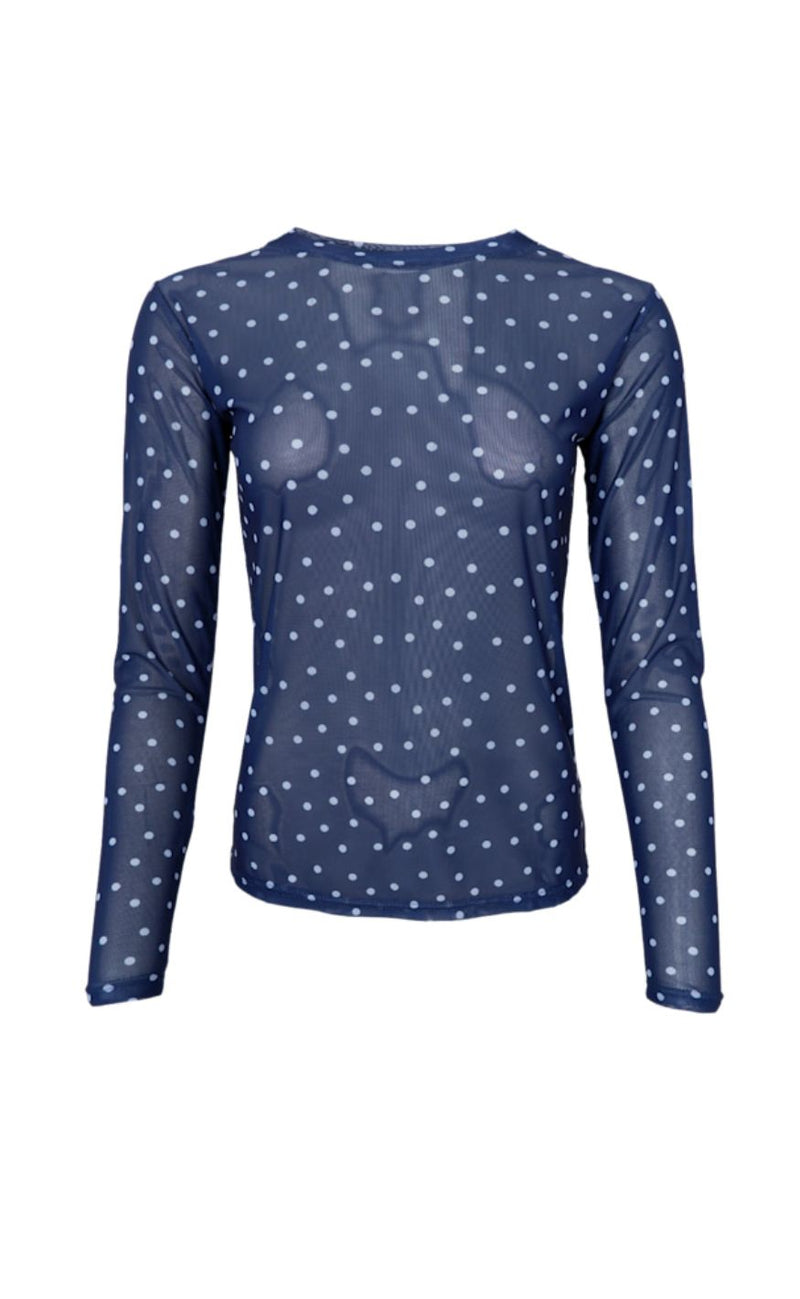 Black Colour Bluse - Annie - Navy Dot