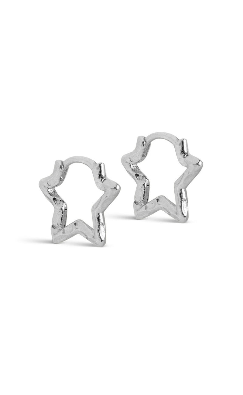 ENAMEL Copenhagen Øreringer - Organic Star Small Hoops - Silver Colour