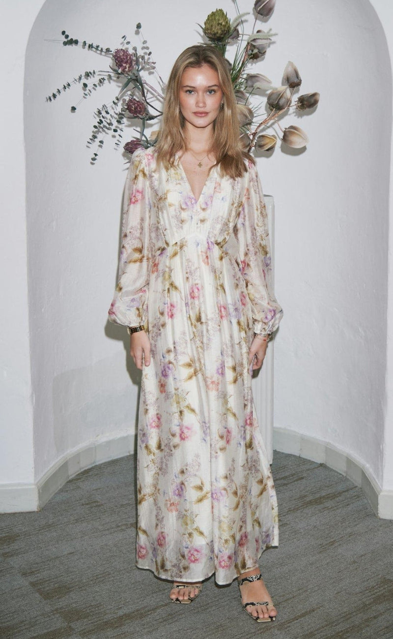 Neo Noir Kjole - Silfi Vintage Flower - Off White