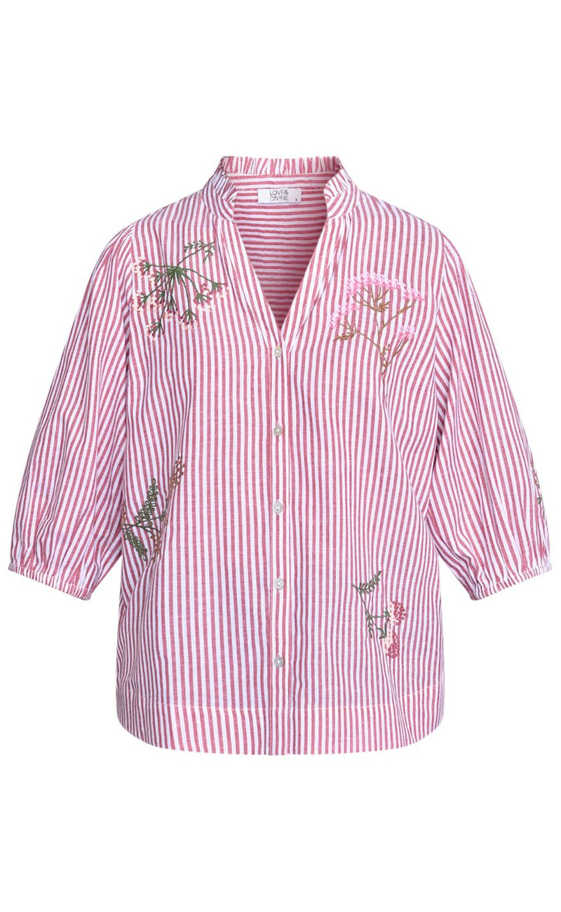Love & Divine Skjorte - Love1532-1 - Red Stripes Emb.