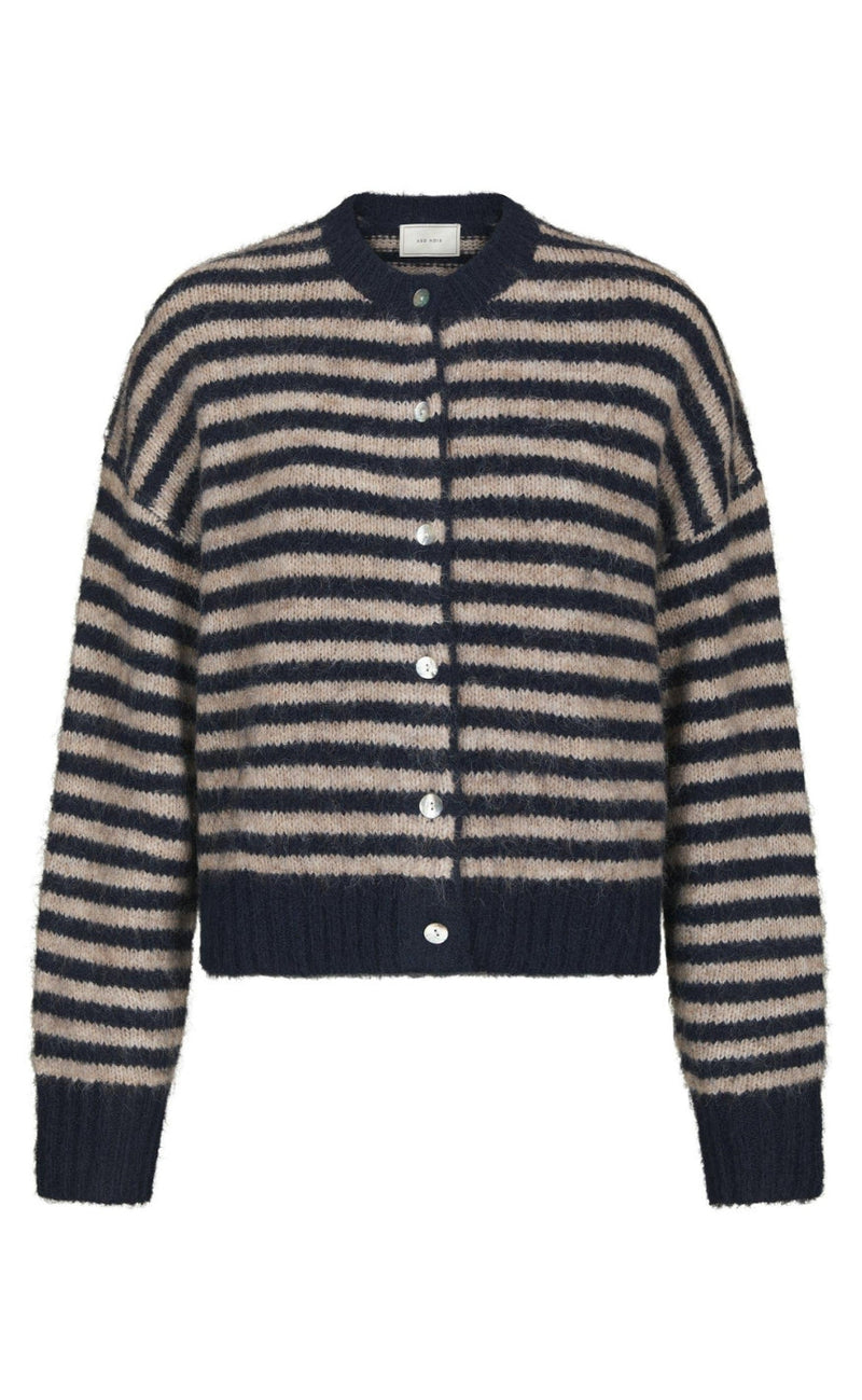 Neo Noir Cardigan - Isana Stripe - Navy Striped