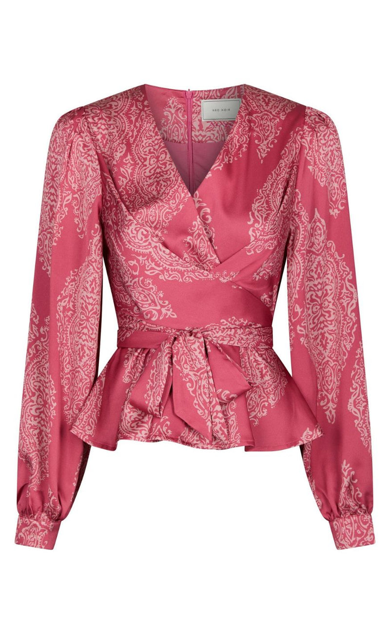 Neo Noir Bluse - Rista Paisley Drop - Cherry Pink