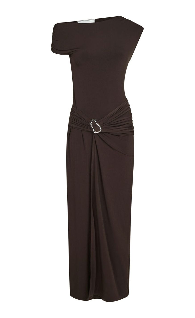 Neo Noir Kjole - Minja Drapy - Chocolate Brown