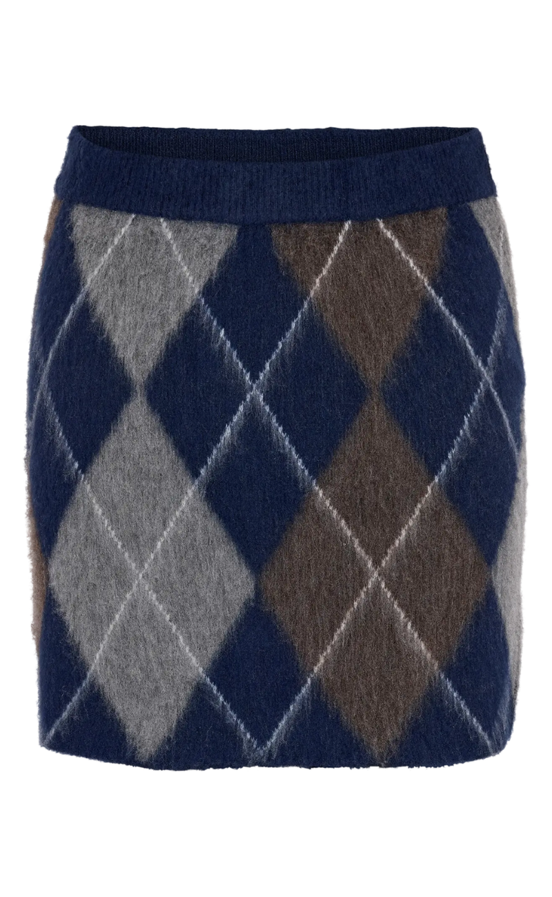 Noisy May Skjørt - Juliette - Navy Blazer Argyle