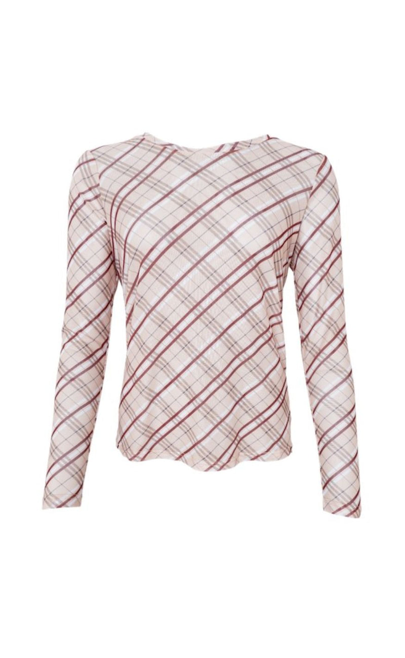 Black Colour Bluse - Kamma - Beige Tartan