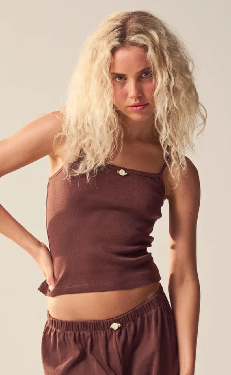Maanesten Topp - Megan Pointelle - Brown
