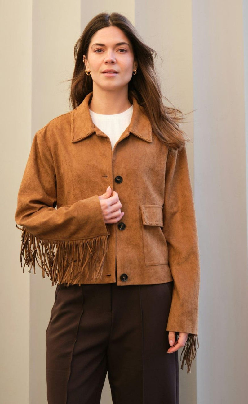 Neo Noir Jakke - Lauron Faux Suede - Cognac