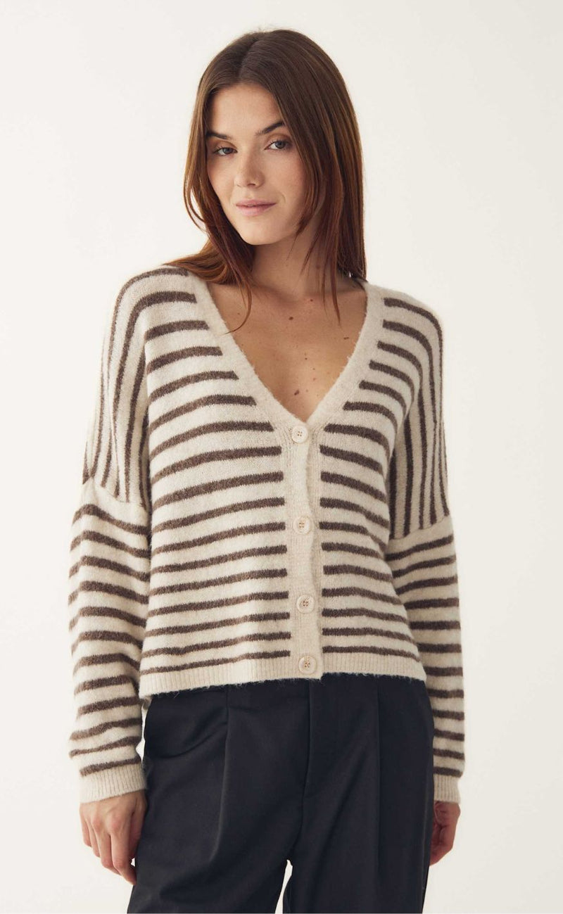 Noella Cardigan - Lindsea - Brown Ivory Stripe