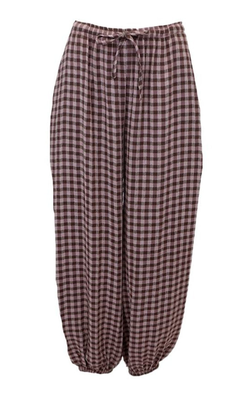Black Colour Bukser - Malle Balloon - Brown Check