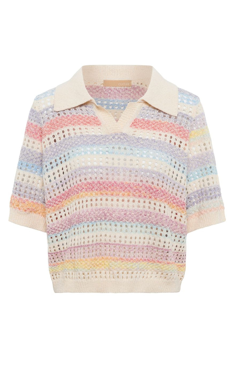 Culture Bluse - Juana Polo - Multi Stripe