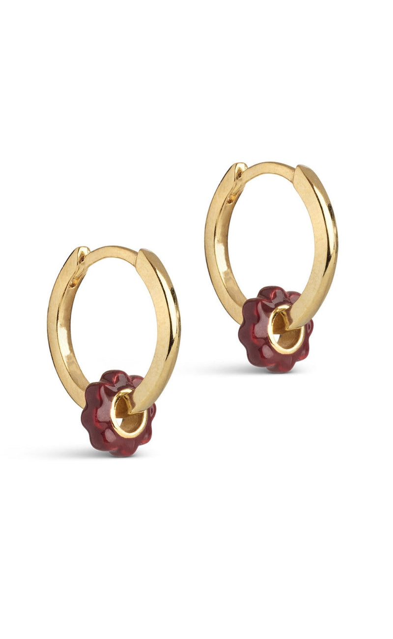 ENAMEL Copenhagen Øreringer - Tokens Flower Hoops - Bordeaux