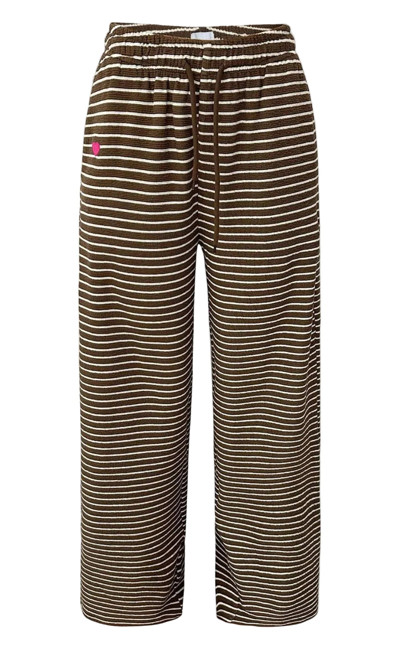 Liberte Bukser - Sus Wide - Brown Creme Stripe