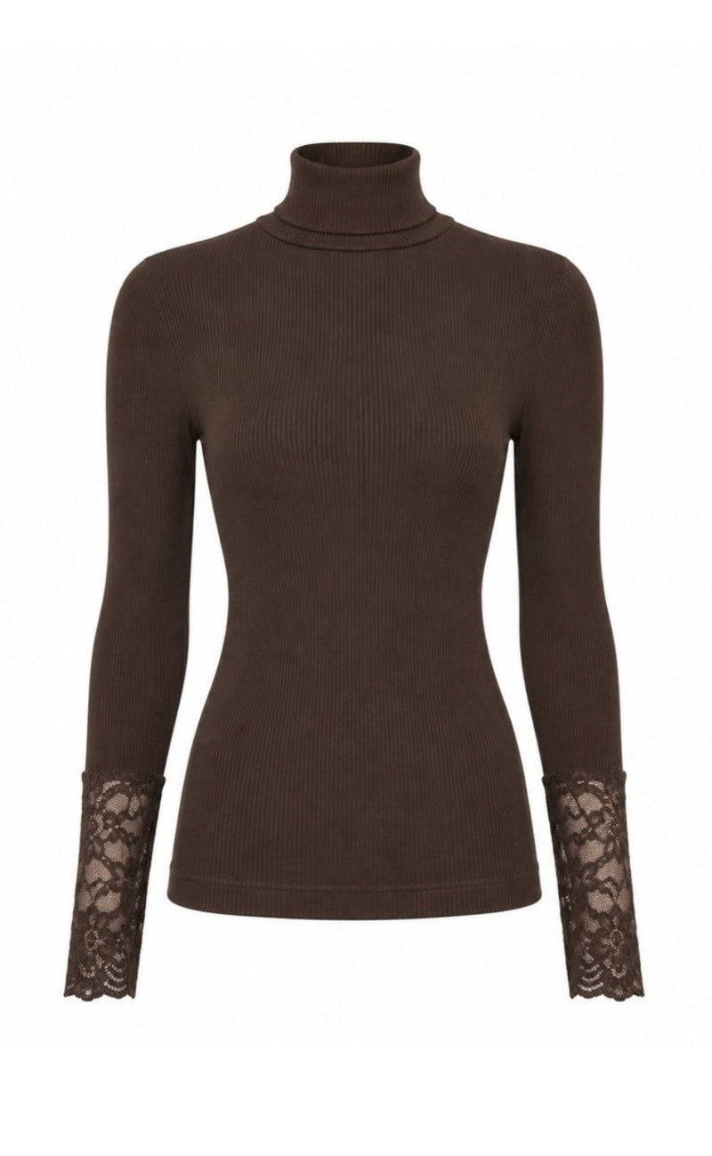 Tim & Simonsen Bluse - Maja Turtle Costina Lace - Cioccolato