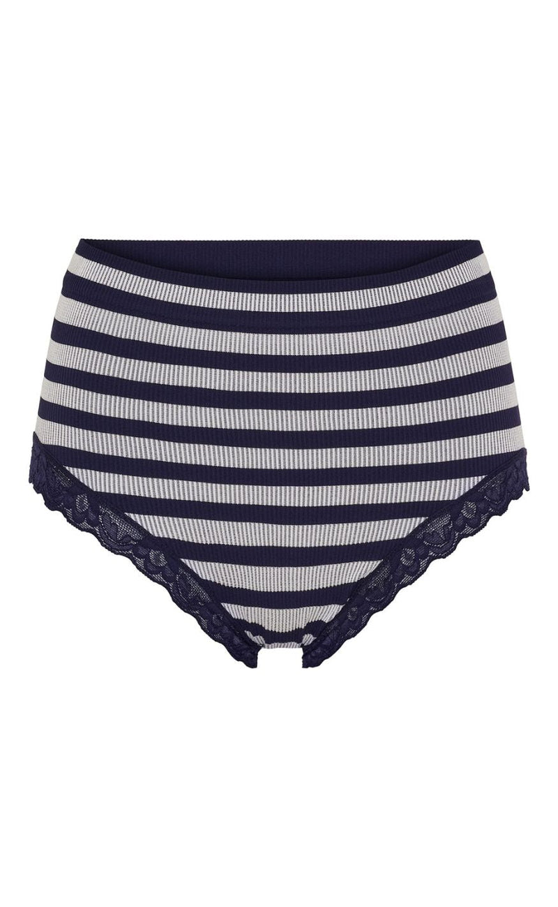 Tim & Simonsen Truse - Isa Stripe Rib Midi Lace - Blu/Bianco
