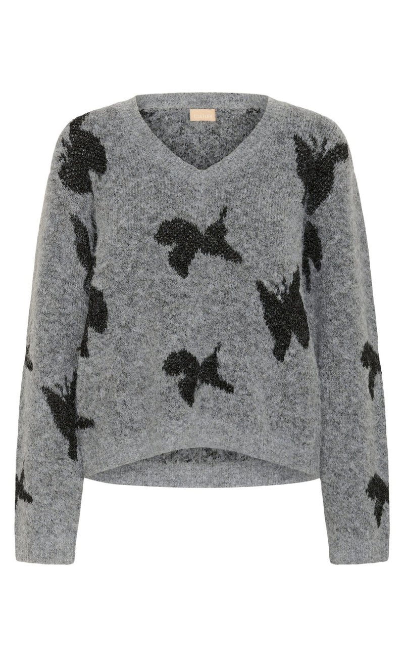 Culture Pullover - Freya - Mid Grey/Black Melange