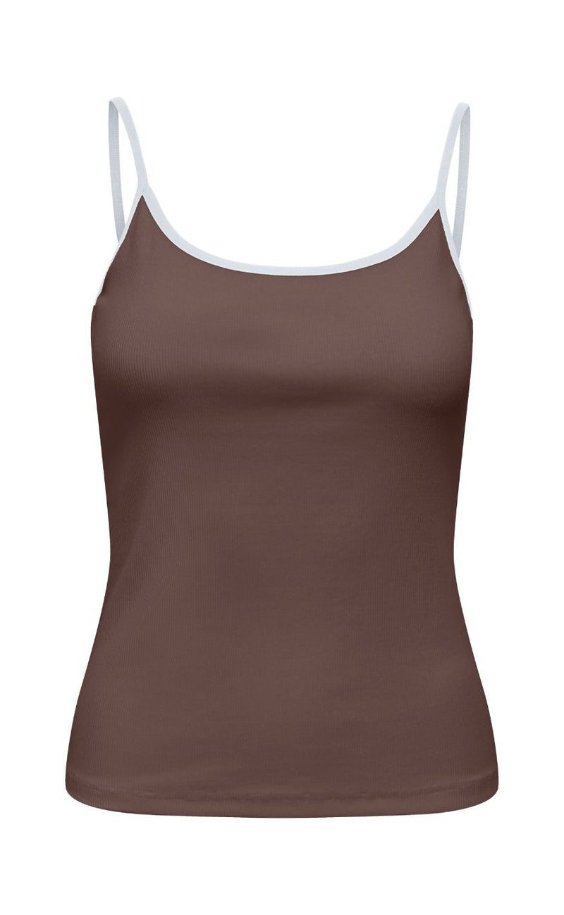 ONLY Topp - Fenja - Chocolate Martini/Bright White Neck