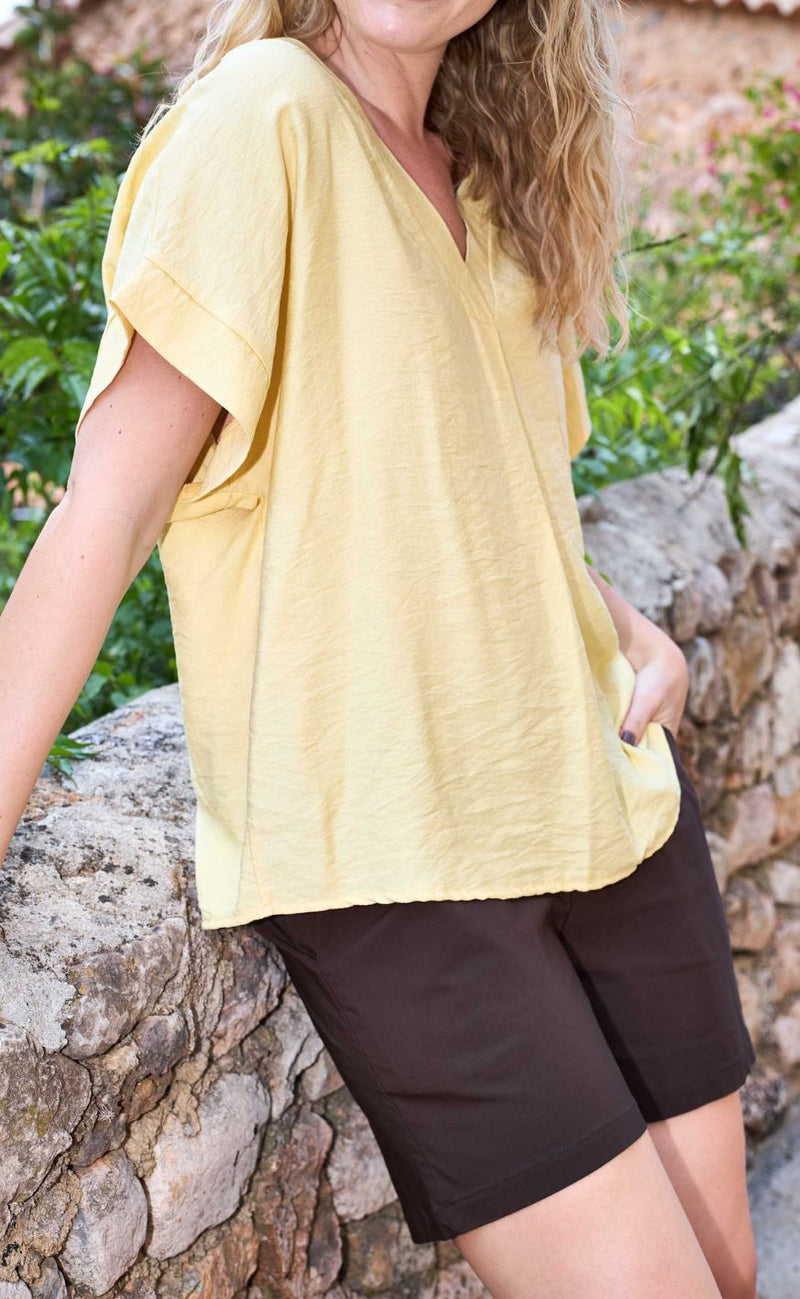 Black Colour Bluse - Samos - Lt. Yellow