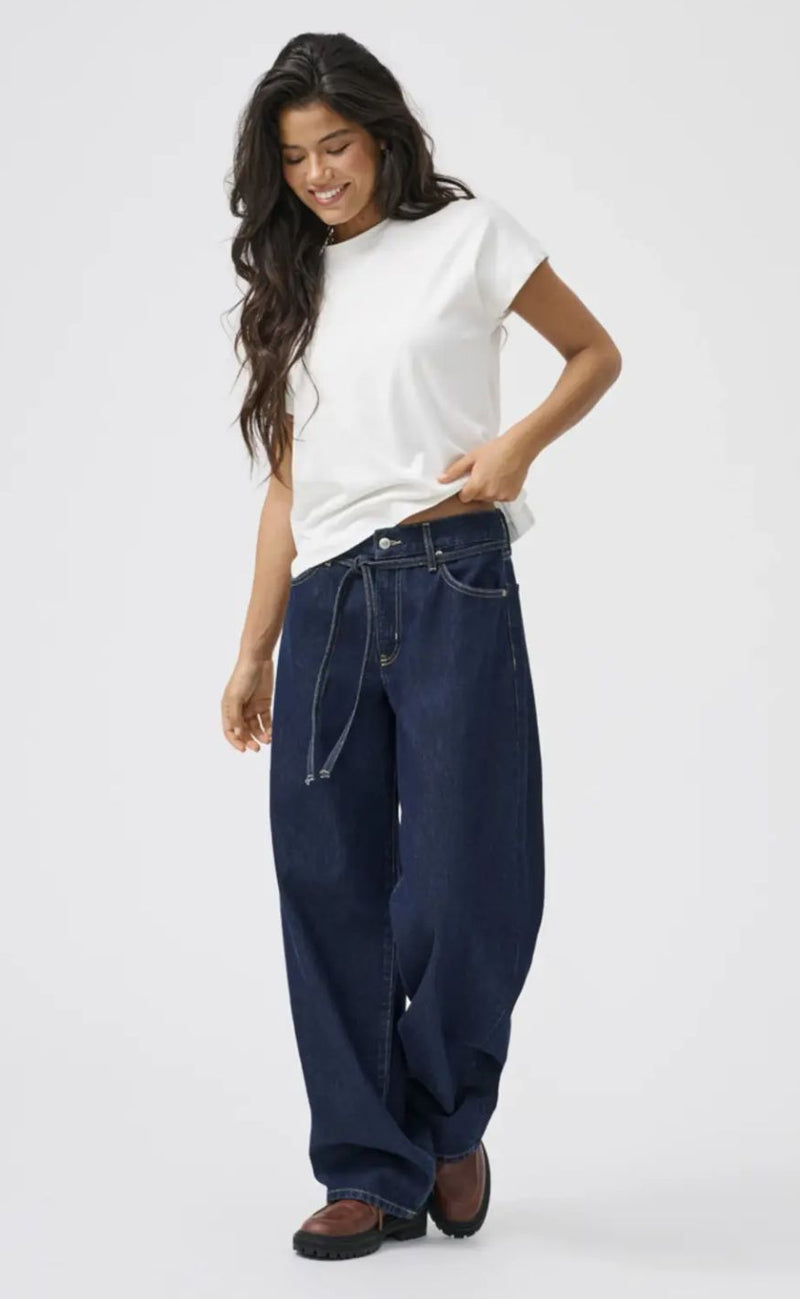 ONLY Bukser - Gianna MW Straight - Dark Blue Denim Rinse