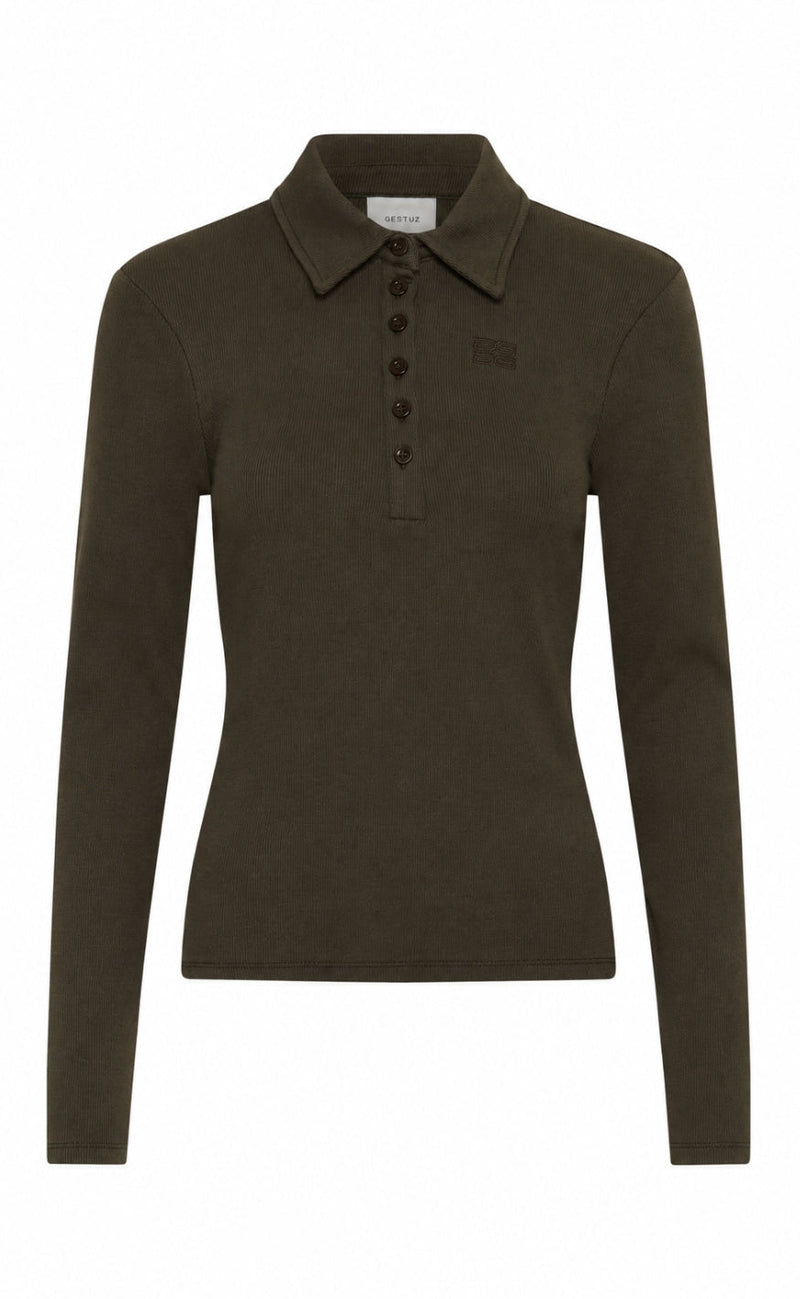 Gestuz Bluse - Drew LS Polo - Slate Black