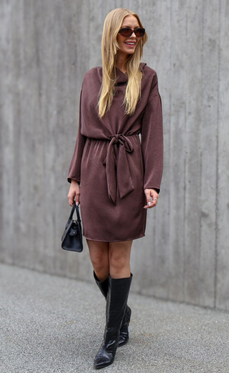 A-View Kjole - Sinda Drape - Dark Brown