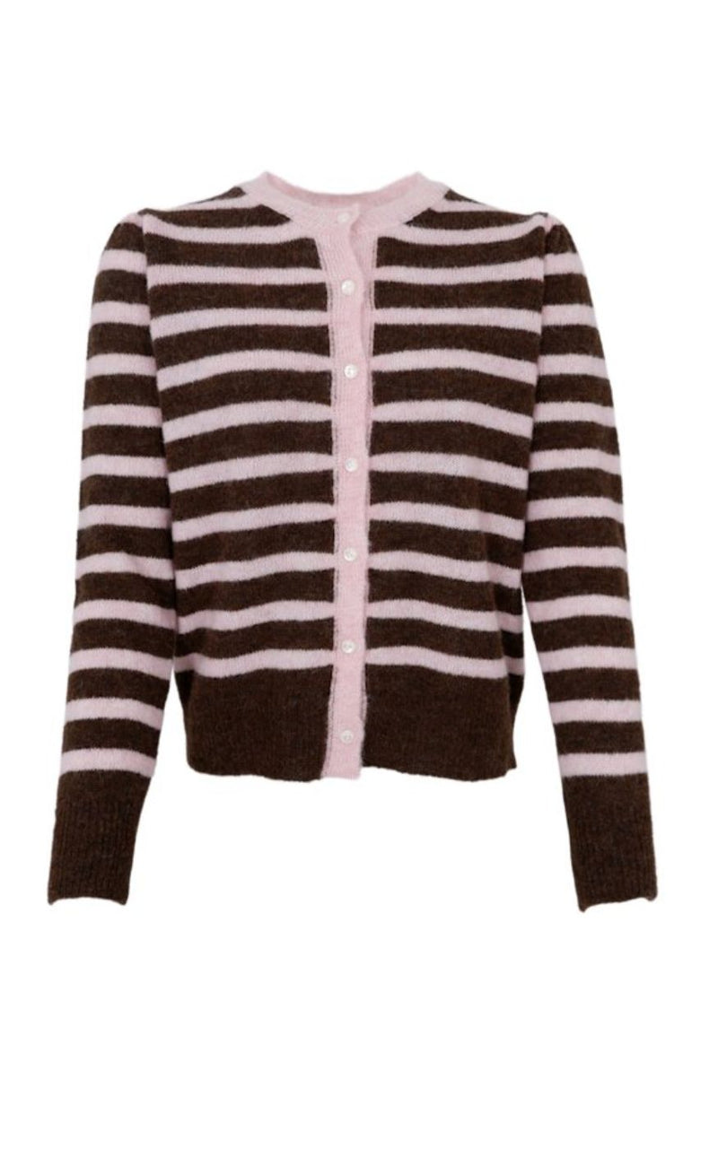 Black Color Cardigan - Dell Puff - Brown