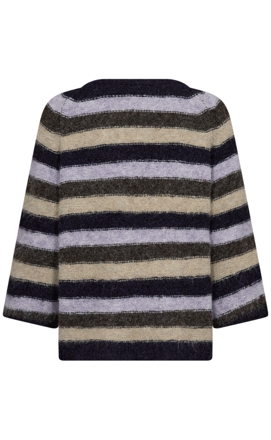 Freequent Genser - Grslulu Stripe - Nightshade Mel w. Iris Mel